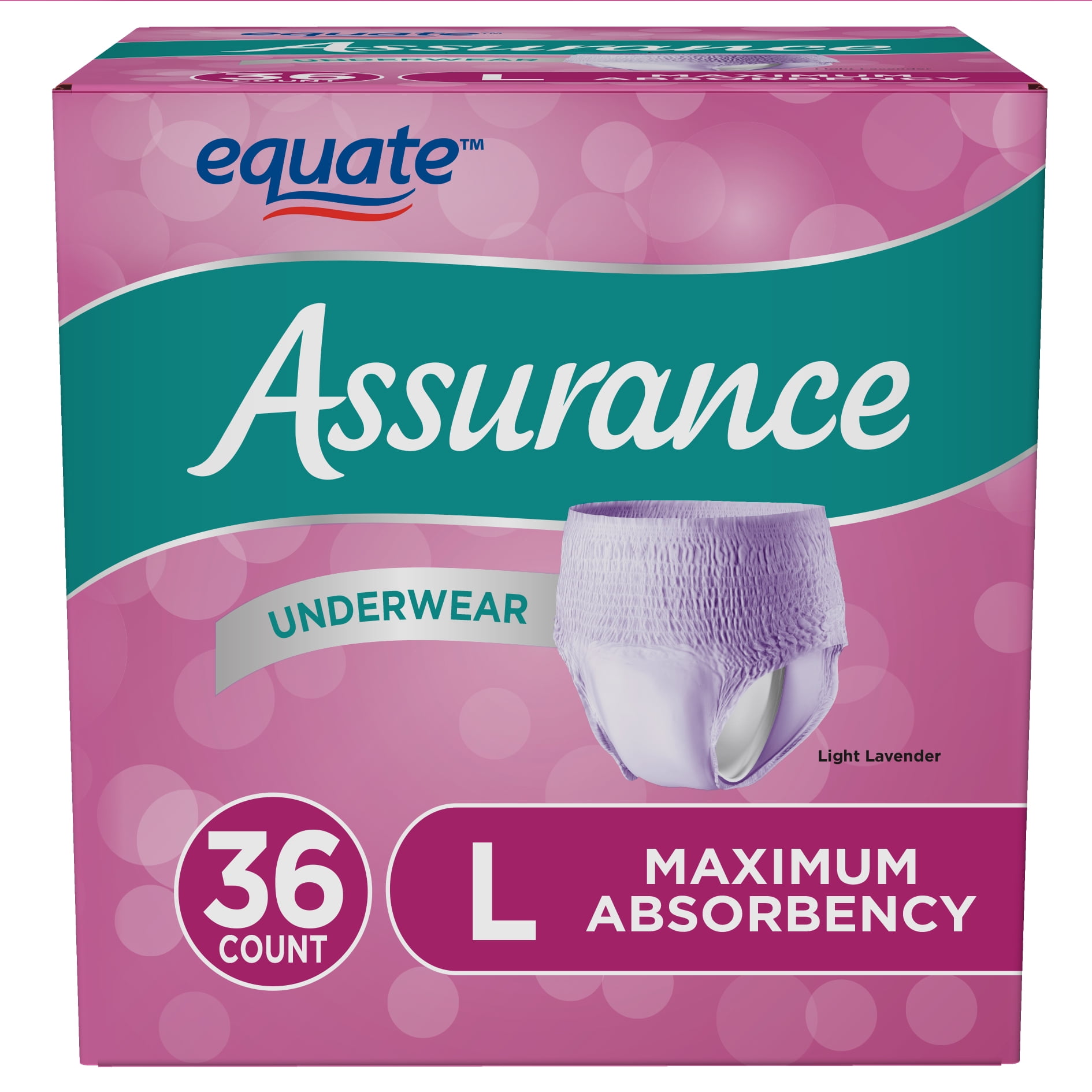 Equate BNM-Assurance Incontinence Underwear for Women, Maximum, Large, 36  Ct (Pack of 2