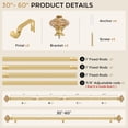 thumbnail image 4 of OLV 1" Single Curtain Rod Adjustable 30-60 Inch with Crystal Finials for Windows,Gold, 4 of 9