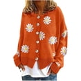 thumbnail image 1 of Cárdigan de punto para mujer, de invierno, con escote en V, manga larga, con margaritas, holgado, liso, con botones, abierto, informal (L), 1 of 4