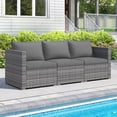 thumbnail image 1 of Costway 3PCS Patio Sectional Sofa Set, PE Rattan Modular Couch Furniture Set with Cushions Gray + Mix Gray, 1 of 10