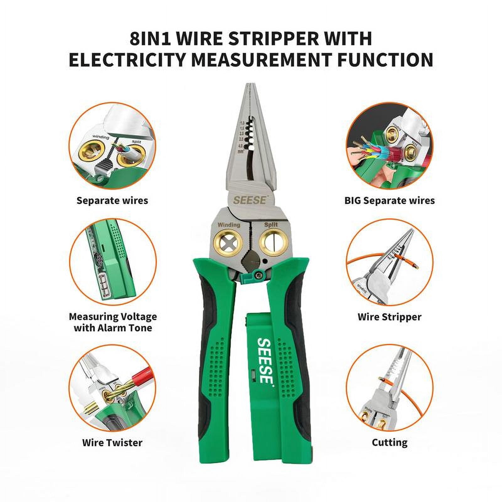 8-in-1 Wire Stripper Twister for Cutting and Pulling Wires, Cable Scissors,Voltage Tester Pliers, 12V to 250V Live,Null,Hot Wire Judgment AC DC Springtok,DIY Wiring,Home Electrical Repairs