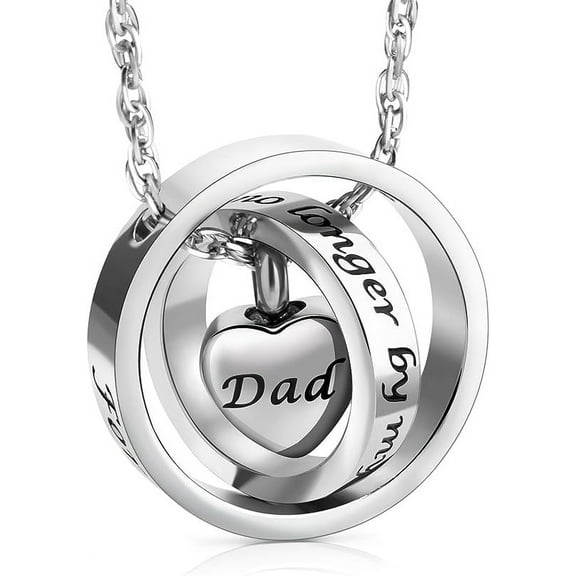 Circle Of Life Urn Necklace for Ashes No Longer by My Side, Forever in My Heart Carved Locket Cremated Ashes Necklace