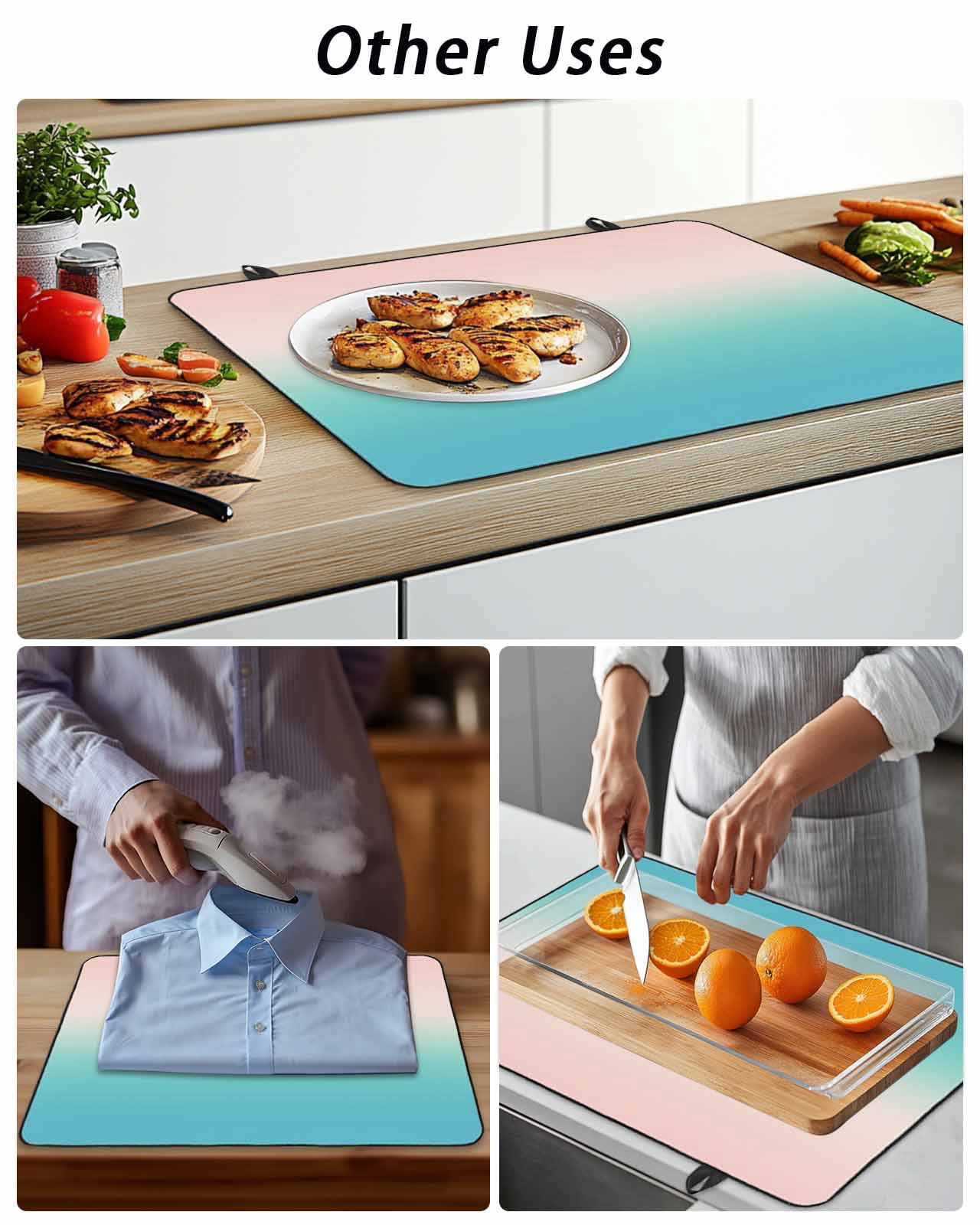 Stove Top Covers for Electric Stove, Pink Teal Ombre Glass Stovetop Cover Protector, Modern Abstract Art Gradient Aesthetics Induction Cooktop Protector Oven Mat for Kitchen Countertop 24"x21"