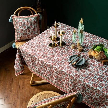 Embroidery Tablecloth With Tassel Dust Proof Cotton Linen Table Cover For Kitchen Washable Decorative Farmhouse Square Cloth Wedding Dining Room Holiday Top 55x55 Inch Canada Tassel Dust Proof Cotton Linen Table, What Size Tablecloth For A Square Table That Seats 4
