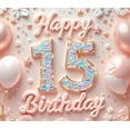thumbnail image 4 of Decorative Design Happy Birthday Banner Balloon Decoration 15th Birthday Banner Confetti Design Colorful Theme Polyester Material for Birthday Party Milestone Celebration Teen Celebration, 4 of 7