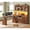 Brown, variant on SEDETA 69" L Shaped Standing Desk with 4 Drawers, Detachable Bookshelf, Height Adjustable Electric Sit Stand Corner Desk with Charging Port & LED Lights, White