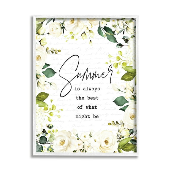 Stupell Industries Summer Is Always Best Sentiment White Green Florals, 16 x 20, Designed by Lettered and Lined