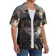 thumbnail image 2 of Fuzoiu Pilot Cat In Vintage Plane Print Men's Casual Short,Men's Short Sleeve Shirt,Mens Casual Button Down Shirts,Cuban Collar Summer Shirt for Beach, Vacation, and Outdoor Activities-X-Large, 2 of 5