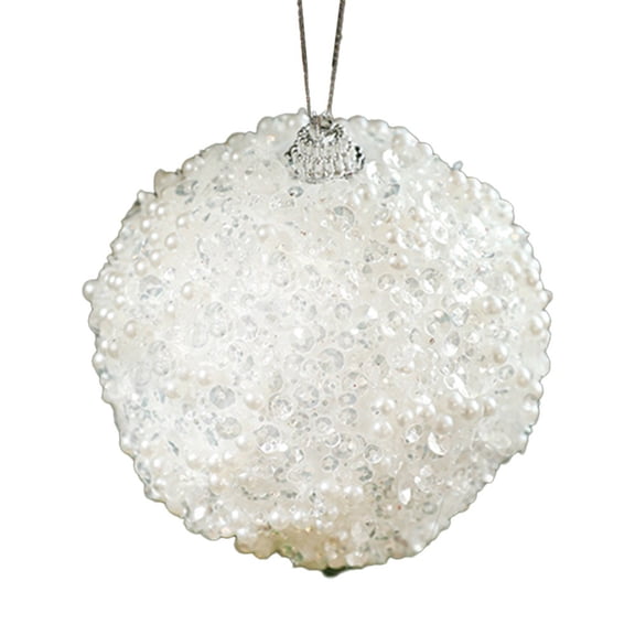 YLLSF Glitter Christmas Ball Ornaments for Christmas Tree Decor Hanging Balls White