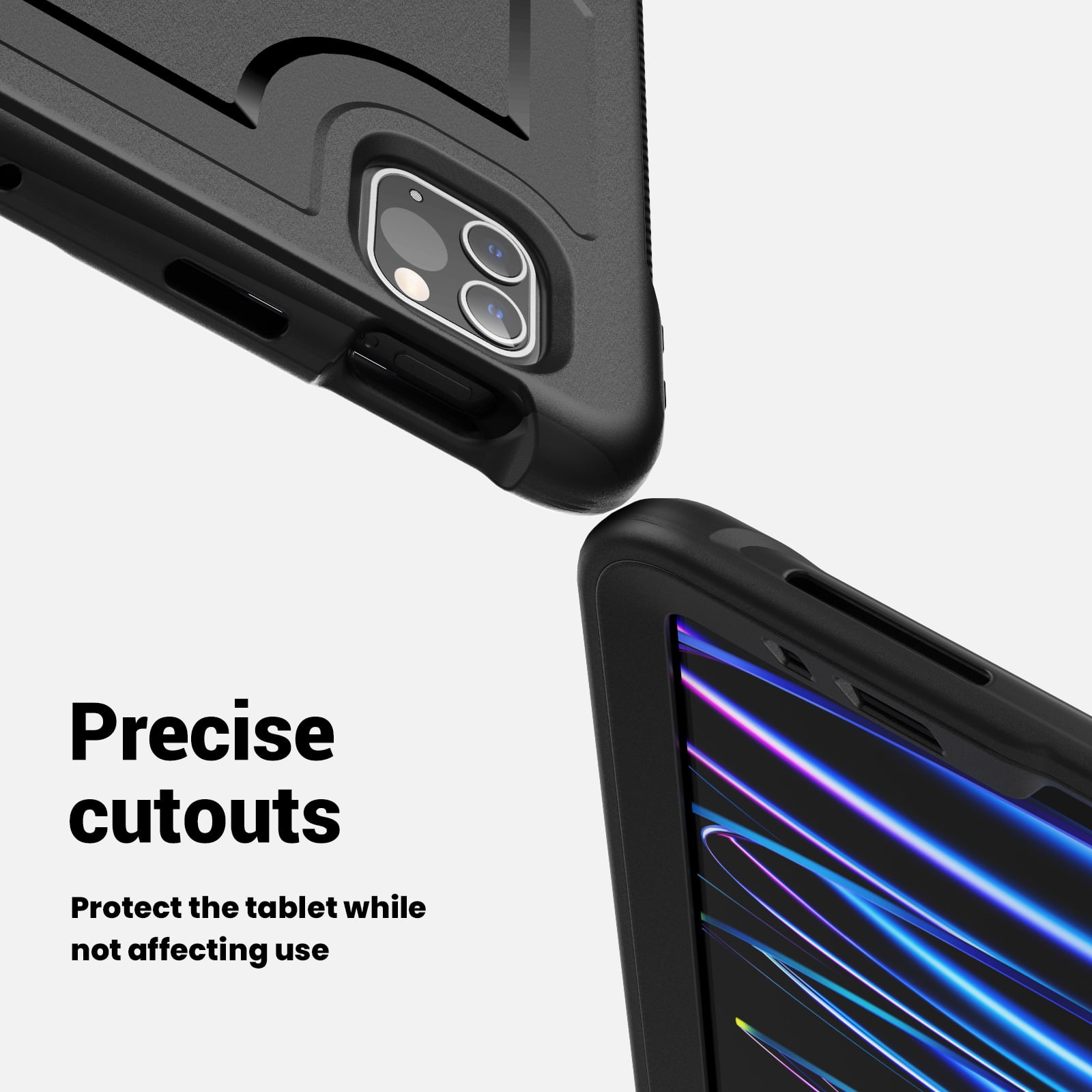 ELEHOLD Case for Apple iPad Pro 11 2022/2021/2020/2018/air4 10.9/air5,Soft TPU Rugged Durable Case with 360° Rotating Hand Strap & Foldable Hidden Stand & Pencil Holder,Black
