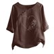 thumbnail image 1 of Blusas de Manga Corta para las Mujeres Impreso Cuello Redondo Camiseta, Top de Algodón de Imitación Casual para el Hogar Y Diario, 1 of 4