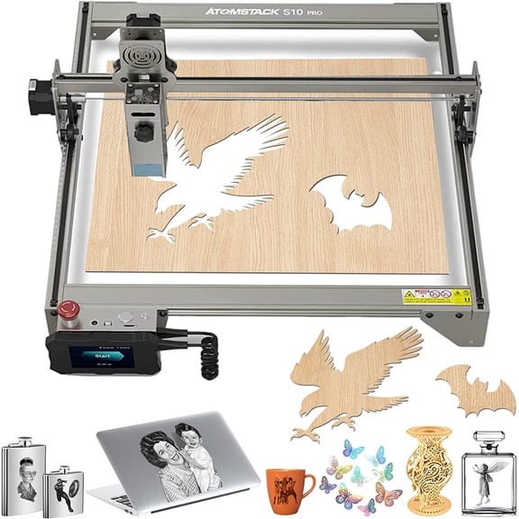ATOMSTACK S10 Pro Engraver, 50W Engraving Machine, 10W Optical Dual Compressed Spot Cutter for 10-20mm Wood and Acrylic DIY Cutting, Support Offline Engraving