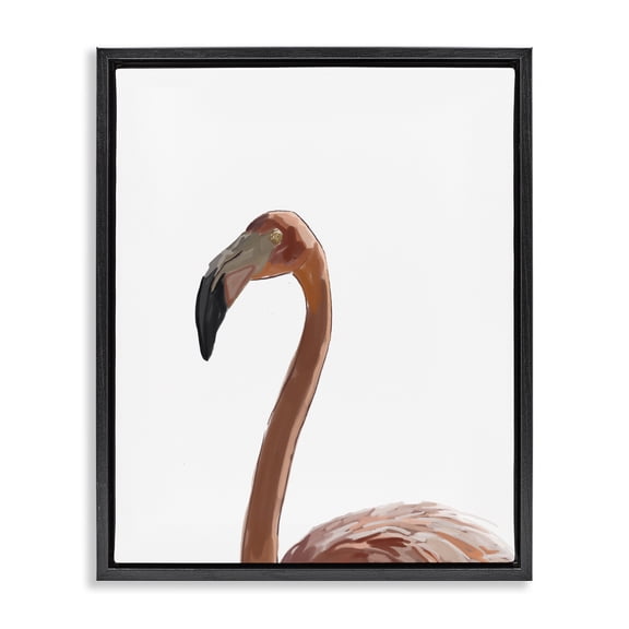 Stupell Industries Tropical Minimal Flamingo Portrait Black Floating Frame Canvas Art, 17 x 21, by Amelia Noyes
