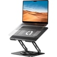 thumbnail image 1 of Soporte para Laptop - [Giratoria 360°] Soporte Ergonómico Base Laptop, Elevador Plegable y Portátil de Aluminio Stand Escritorio, Compatible con MacBook Air Pro, DELL, HP - Negro, 1 of 4