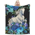 thumbnail image 3 of Horse Blanket White Horse Fleece Throw Blanket Fuzzy Plush Super Soft Cozy Warm Horse Decor Animal Bedding Blanket Gifts for Boys Girls Kids Adult Men Women Horse, 3 of 7