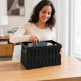 thumbnail image 6 of VENTORA Foldable Hollow‑Ventilated Plastic Storage Crate, Stackable Portable Organizer Bin With Built‑In Side Handles, Collapsible Flat‑Design Storage Basket for Stationery Cosmetics Toys, 6 of 7