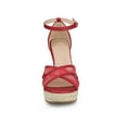 thumbnail image 6 of BLISSFUL STEP Women's Espadrille Wedge Heel Wedge Sandals Red 10, 6 of 8