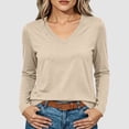 thumbnail image 2 of Tqcoqu Women's V Neck Long Sleeve T-Shirt,Slim Fitted Stretch Basic Layering Top Casual Daily Base Tee, 2 of 10