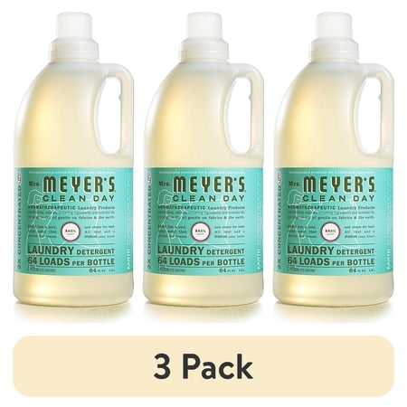 (3 pack) Mrs. Meyer's Clean Day Laundry Detergent, Basil Scent, 64 fl fl oz