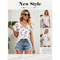 thumbnail image 5 of STARVNC Women Floral Print V Neck Tiered Ruffle Sleeve Mid-Length Shirt, 5 of 5