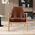 thumbnail image 2 of S-HOME Ergonomically Designed PU Leather Chair with Solid Wood Frame, Mid-Century Armchair for Living Room Spaces, 2 of 13