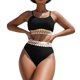 thumbnail image 1 of Gibobby Trajes de Baño para Mujer Bikini dividido sin mangas con estampado de en contraste de moda informal de color sólido para mujer(Negro,M), 1 of 5
