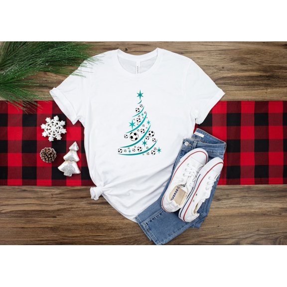 Christmas Soccer Shirt - Xmas Tree T-shirt - Soccer Player Tee - Christmas Ball Shirt - Game Day T-shirt - Family Matching Shirt