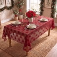 thumbnail image 3 of Sm:)e Christmas Tree Embroidery Lace Tablecloth 60x84 Inch, Red, Vintage Floral Fabric Classy Vintage Reception Decor, 3 of 6
