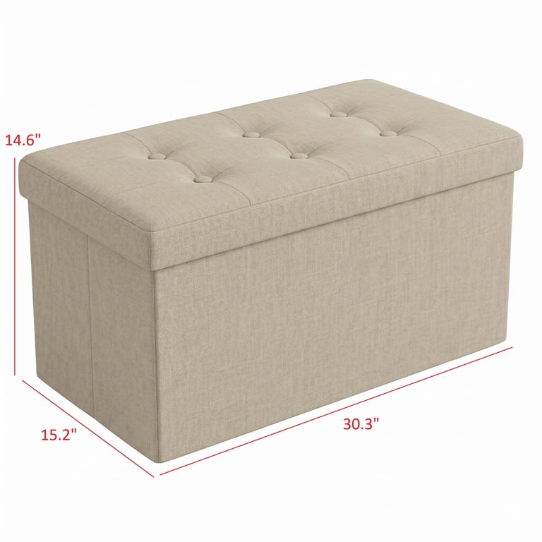 Home Design Upholstered Folding Storage Bench, Beige photo 5
