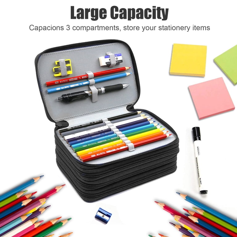 TSV 72-Slot Pencil Case Organizer, Black Multi-Layer Pouch photo 4