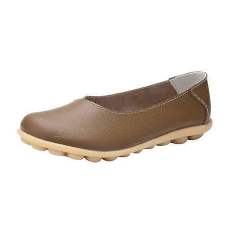 PLLFRLRT Loafers for Women Dressy Slip on Loafers Flats Shoes Comfort Wide Width Penny Loafers 2024 Dressy Flat Shoes Driving Work Shoes(Khaki 6)