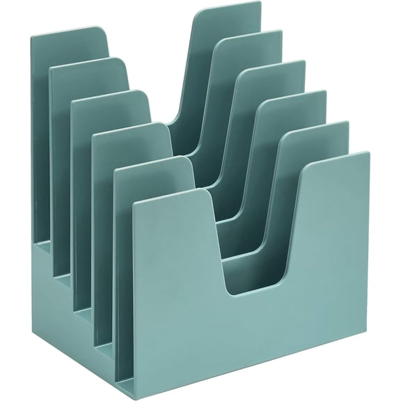 Acrimet 5 Section Incline File Sorter Organizer, Mail, Folder, Letter Desk Organizer, Rack for Office Organization Desktop (Plastic) (Solid Green Color)
