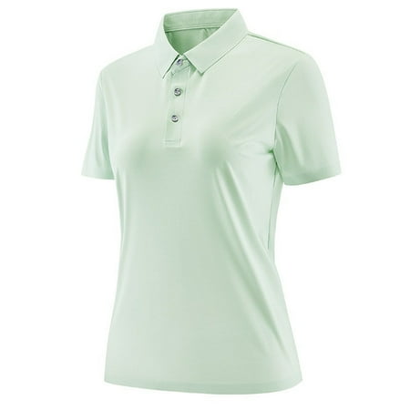 Olyvenn Women s Buttons Lapel Golf Shirts Short Sleeve UPF 50+ Collared Shirt Quick Dry Tennis Work Athletic Tops Green XXXL