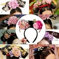 thumbnail image 6 of FENOHREFE Traditional Chinese Royal Flower Headband for Women Aesthetic Wedding Hairhoop Elegant Roleplay Party Dress Up Hairband, 6 of 7