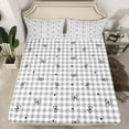 thumbnail image 2 of Manfei Cute Bowtie Bed Sheets,Black Bowknot Bow King Sheets,Geometric Plaid Sheet Set For Children,Breathable Room Decoration,4 Pieces, 2 of 7