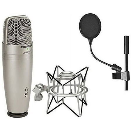 Samson C01U Pro USB Studio Condenser Microphone + Samson SP01 Spider Shockmount + Mr Dj 4 Inch Pop Filter
