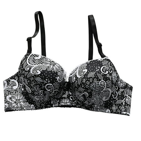 Women s Bra Plus Size Bras for Women Full Coverage Bras Womens Push Up Bra Fashion Women Printed Bra and Lingerie Underwear with Steel Ring Temperament 1