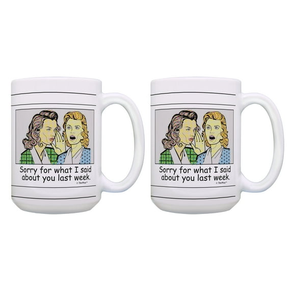 ThisWear Funny Quotes Mug Set Sorry for What I Said About You 2 Pack Gift 15oz Coffee Mugs