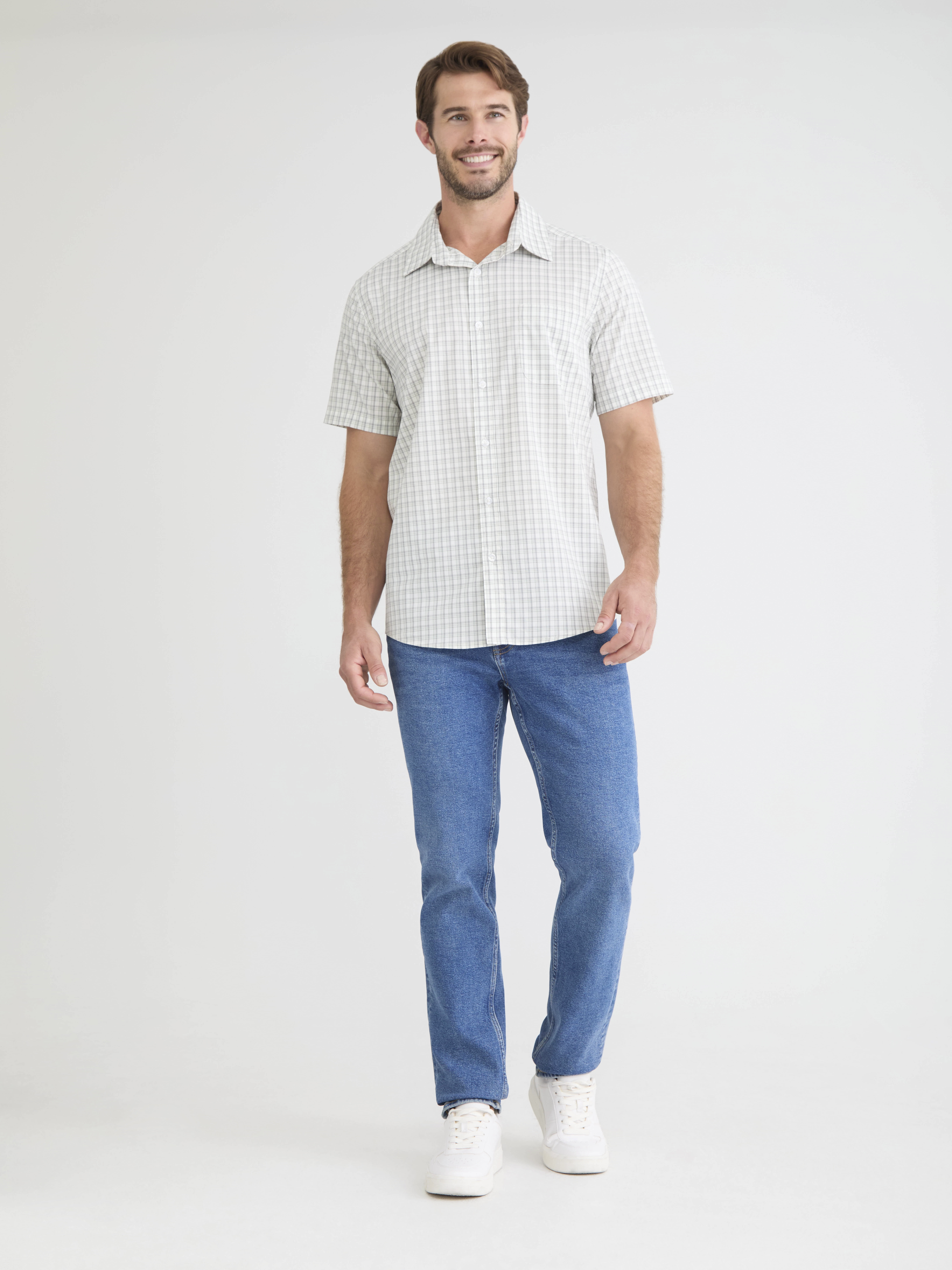 George Men's and Big Men's Button Up Commuter Shirt with Short Sleeves, Sizes S-3XL