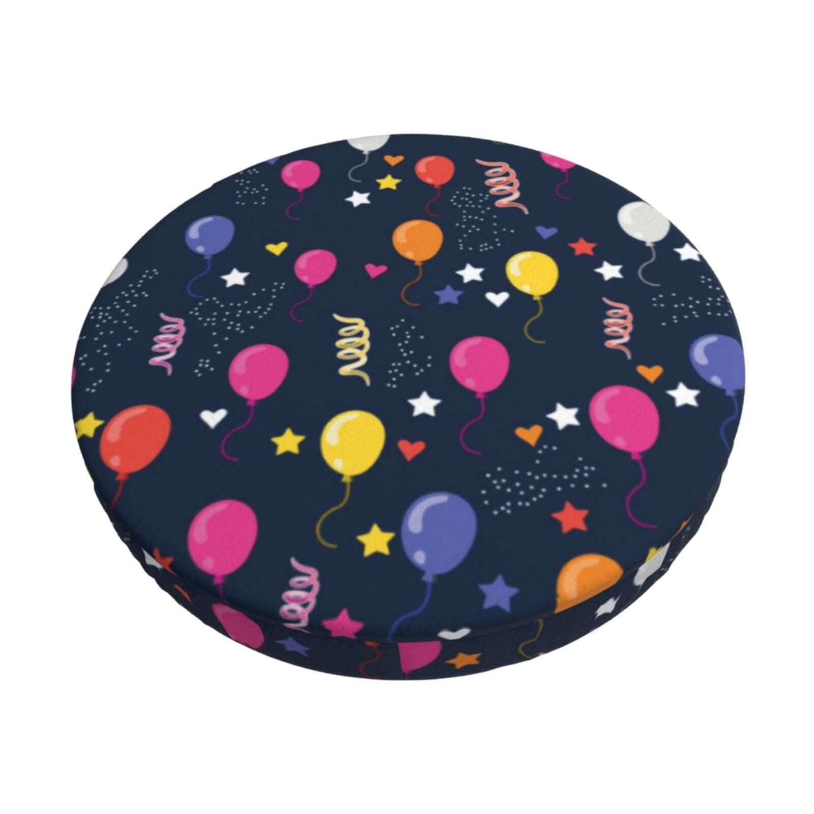 Easygdp Colored Balloons Print Easy To Install Bar Stool Covers&Stool Covers Round&Elastic Stool Cover, Barstool Covers,Washable&Bottom With Elastic Edge-14 inch