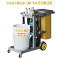 thumbnail image 2 of Dextrus Commercial Janitorial Trolley Cleaning Cart with 25-Gallon Bag & Cover - Efficient Housekeeping, Gray, 2 of 7