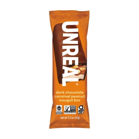 Unreal Dark Chocolate Caramel Peanut Nougat Bars, 1.2 oz, Fair Trade