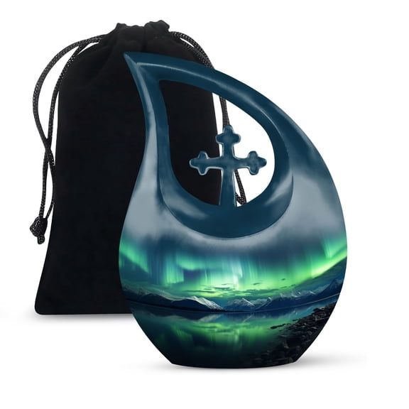 JAGSHASHI Sky Glows Cremation Burial Urns - Cremation Urns Adults - Women Adult Urn - Cremation Urn For Ashes - 10 Inch With Velvet Bag - Cremation Urns For Human Ashes Adult Man - Large Funeral Urns