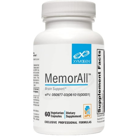 XYMOGEN MemorAll - Brain Support Supplement - Vitamins + Botanicals That Support Cognitive Function and Healthy Memory - Folate, Ginkgo, NAC, Phosphatidylserine, B12, B6, Huperzine A (60 Capsules)