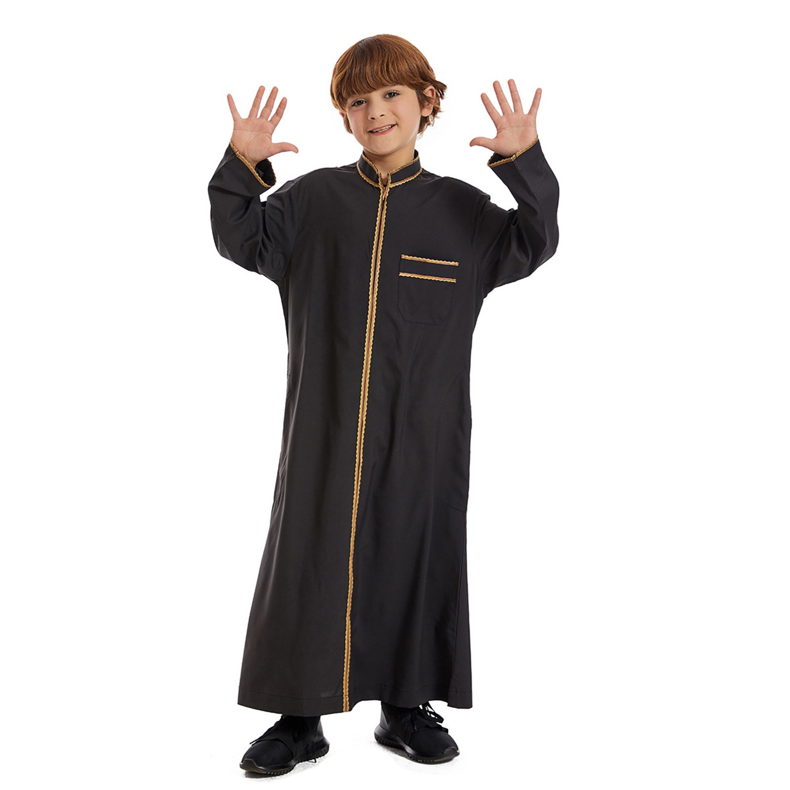 Bata para Niño Kimono Suelto Abaya Manga Larga Kaftán de Gasas Bordado Cárdigan Casual Thobe de Dubái 2