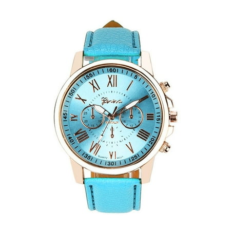 amousa Watch Women s Roman Numerals Faux Leather Analog Quartz Watch