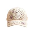 thumbnail image 3 of GrmtClth Ghost Pumpkin Halloween Baseball Cap Printed Trucker Hat Fun Holiday Costume Accessory Adjustable Cream Dad Hat for Adults Party Daily Wear, 3 of 6