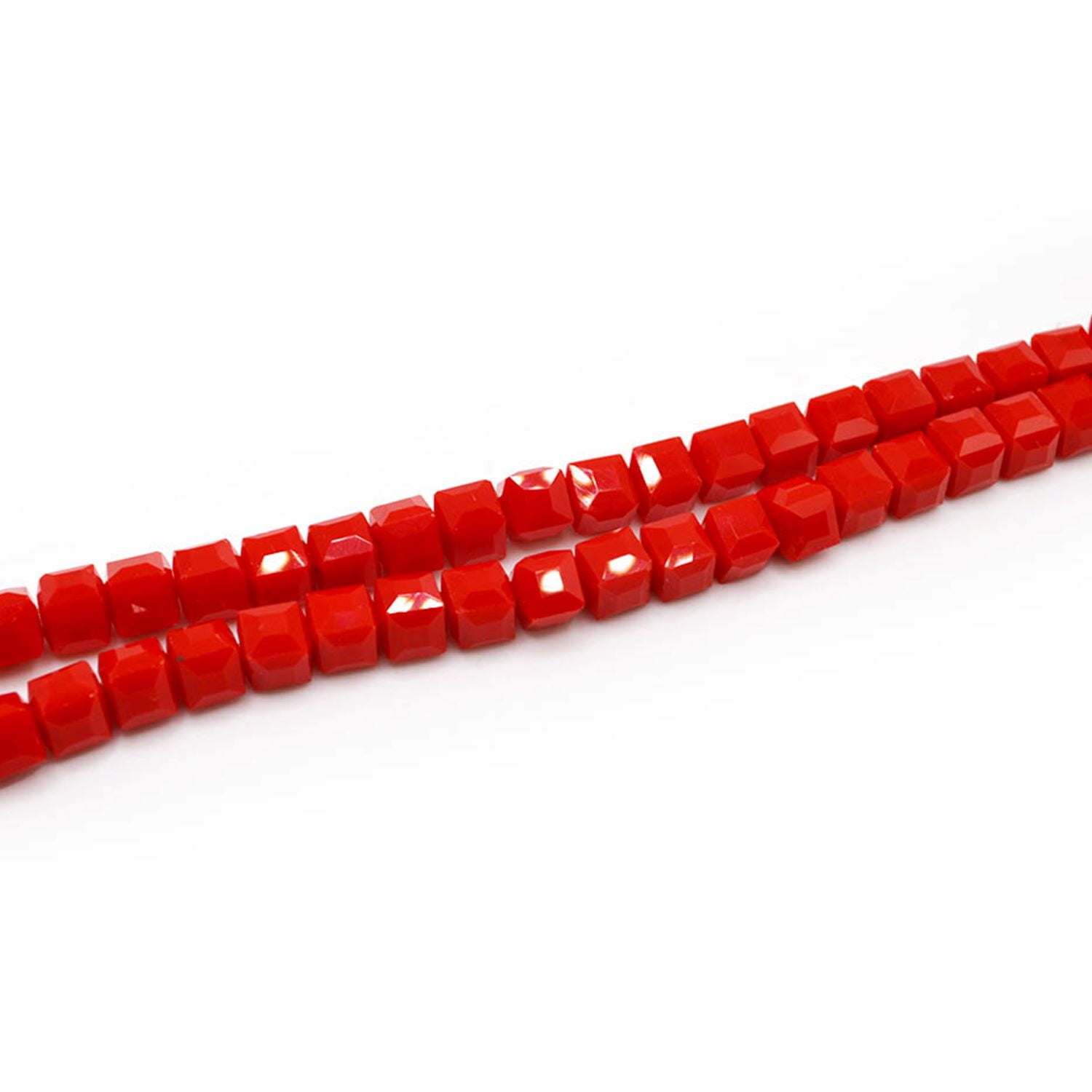 (2 pack) Jesse James Glass Strand Beads, Cube Shape, Red Color, Unisex, Suitable for Ages 16 and Up, 1 Piece