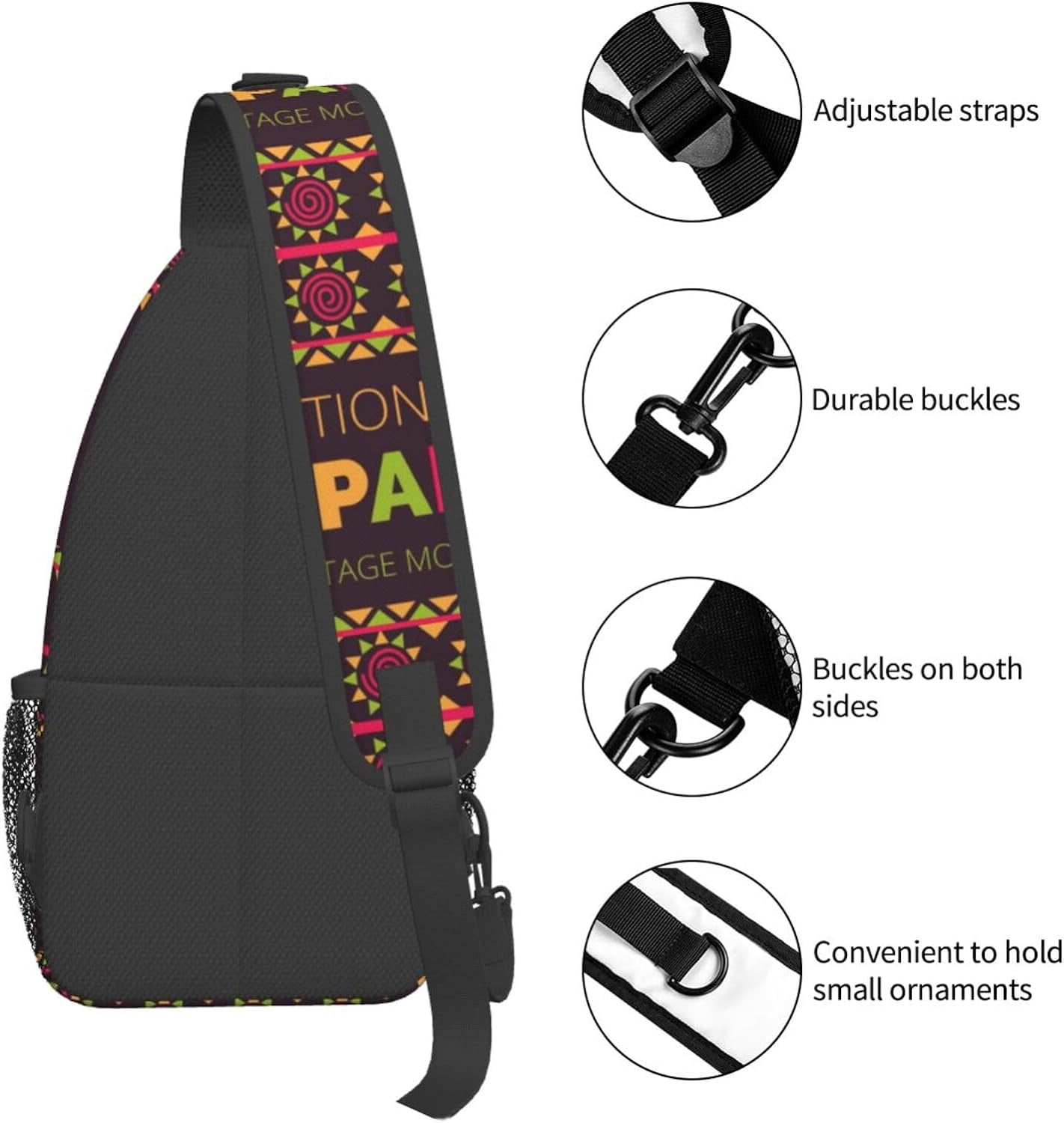 Mes Nacional De La Herencia Hispana Hispanic Heritage Month Sling Bag Crossbody Hiking Travel Chest Bags Backpack Shoulder Daypack for Women Men