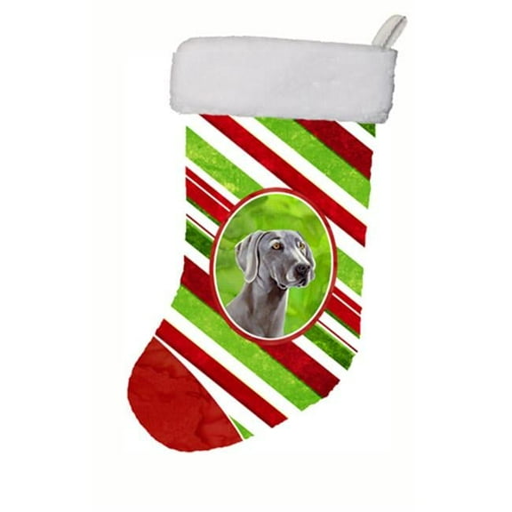 11 x 18 in. Weimaraner Candy Cane Holiday Christmas Christmas Stocking
